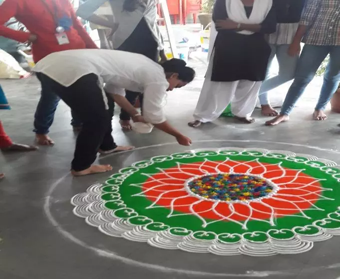 Learners Making Rangoli